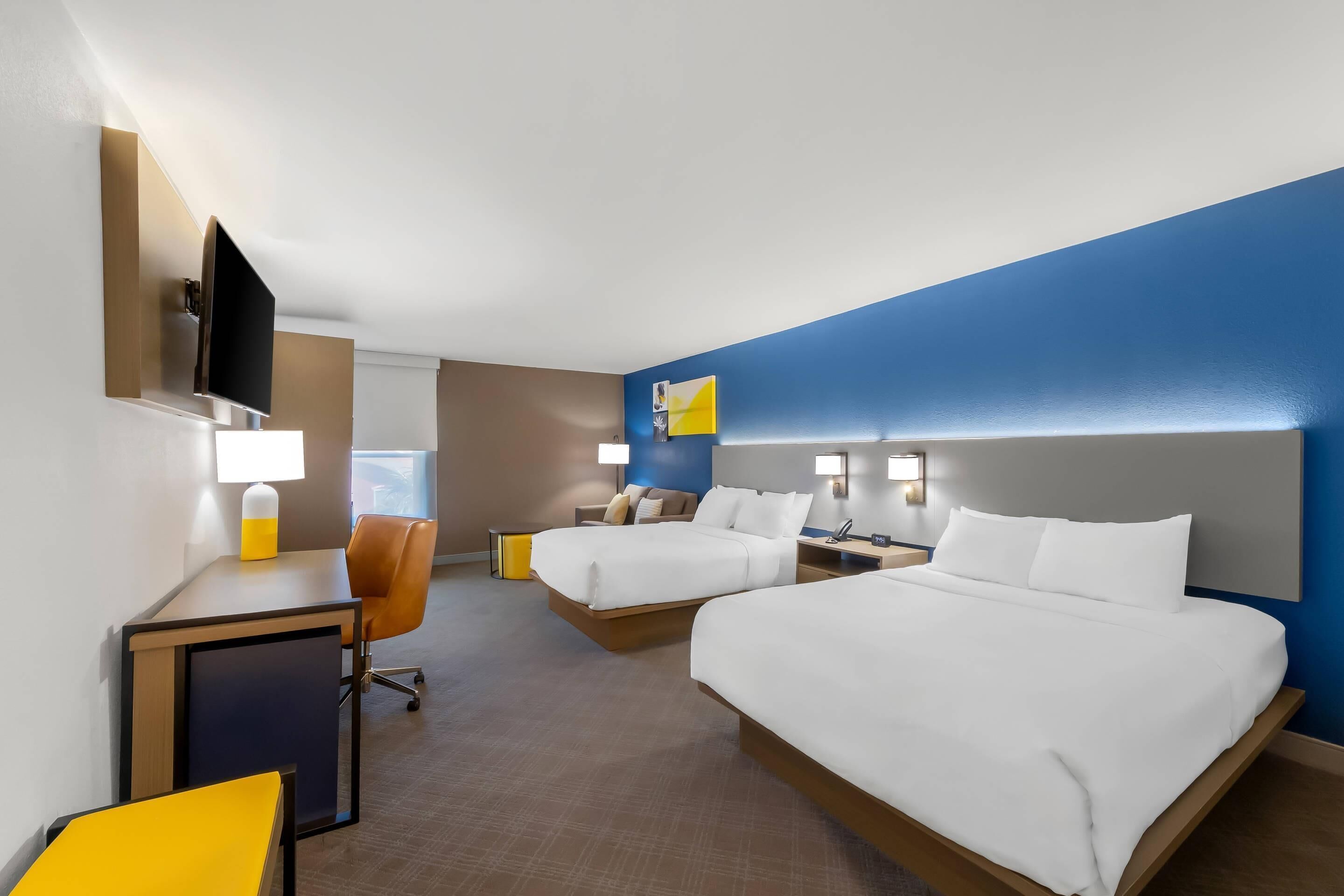 Room, 2 Queen Beds, Accessible, Non Smoking | Desk, iron/ironing board, free WiFi, bed sheets