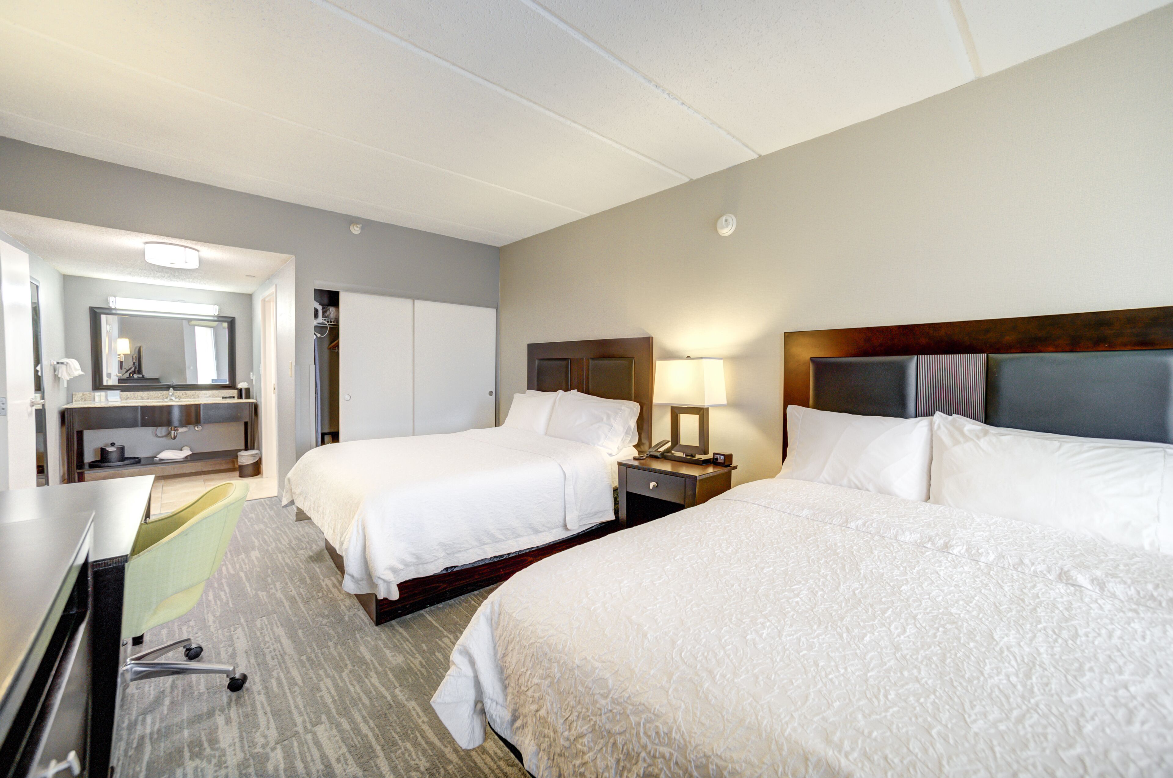 2 queens suite w/sofabed & kitchenette | premium bedding, desk, laptop workspace, blackout curtains