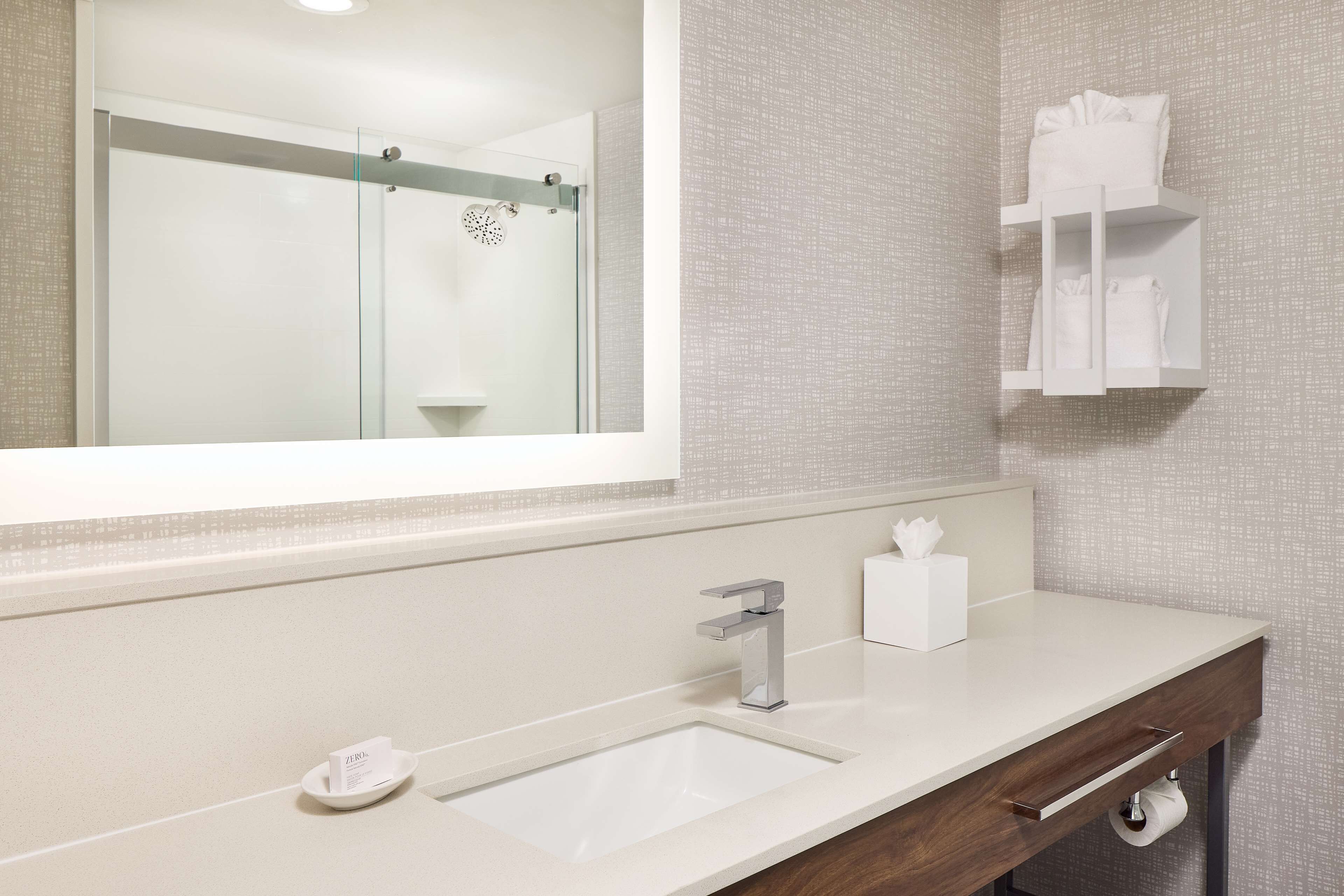 combined shower/bathtub, hair dryer, towels