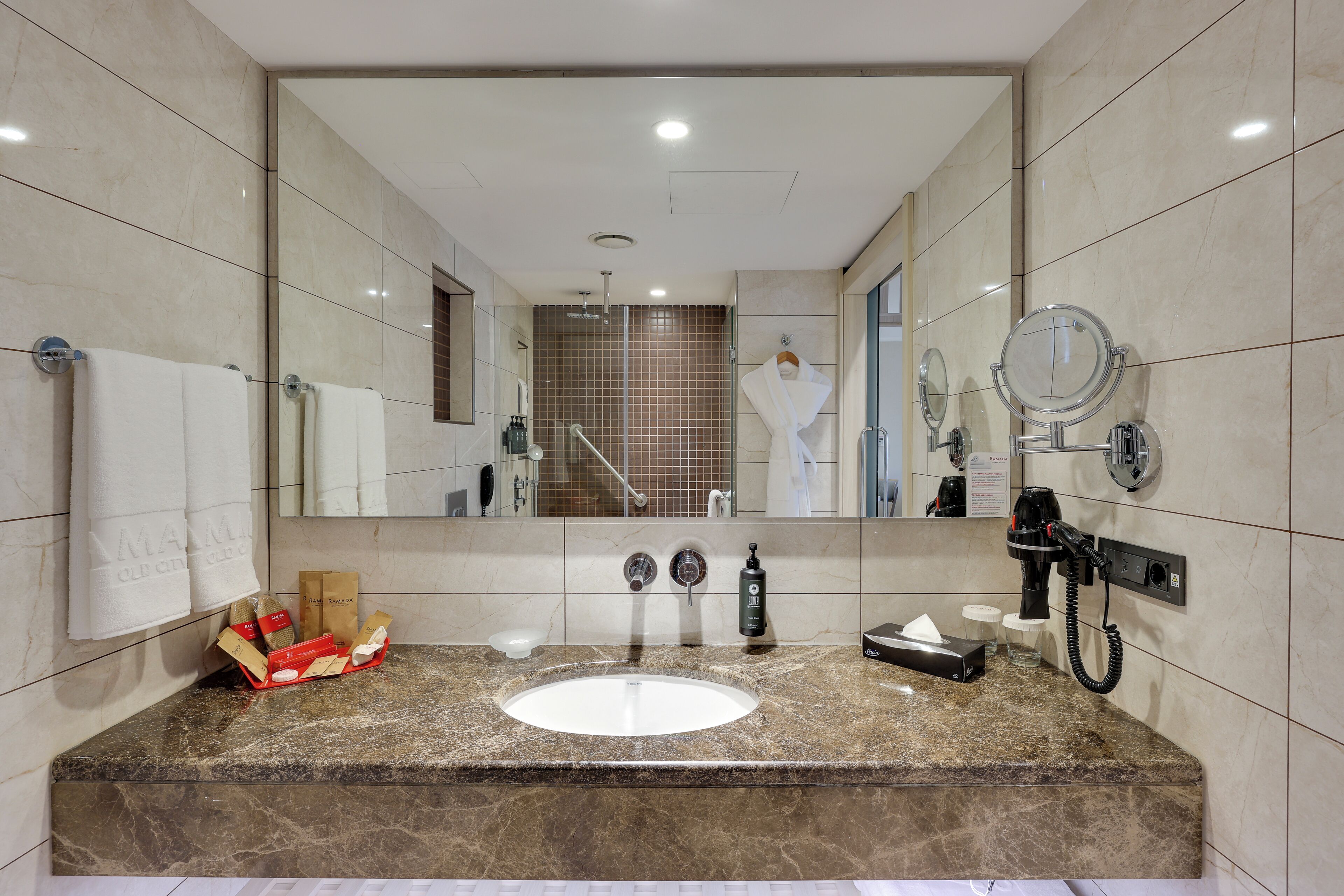 junior suite, 1 double bed with sofa bed | bathroom | rainfall showerhead, free toiletries, hair dryer, bathrobes