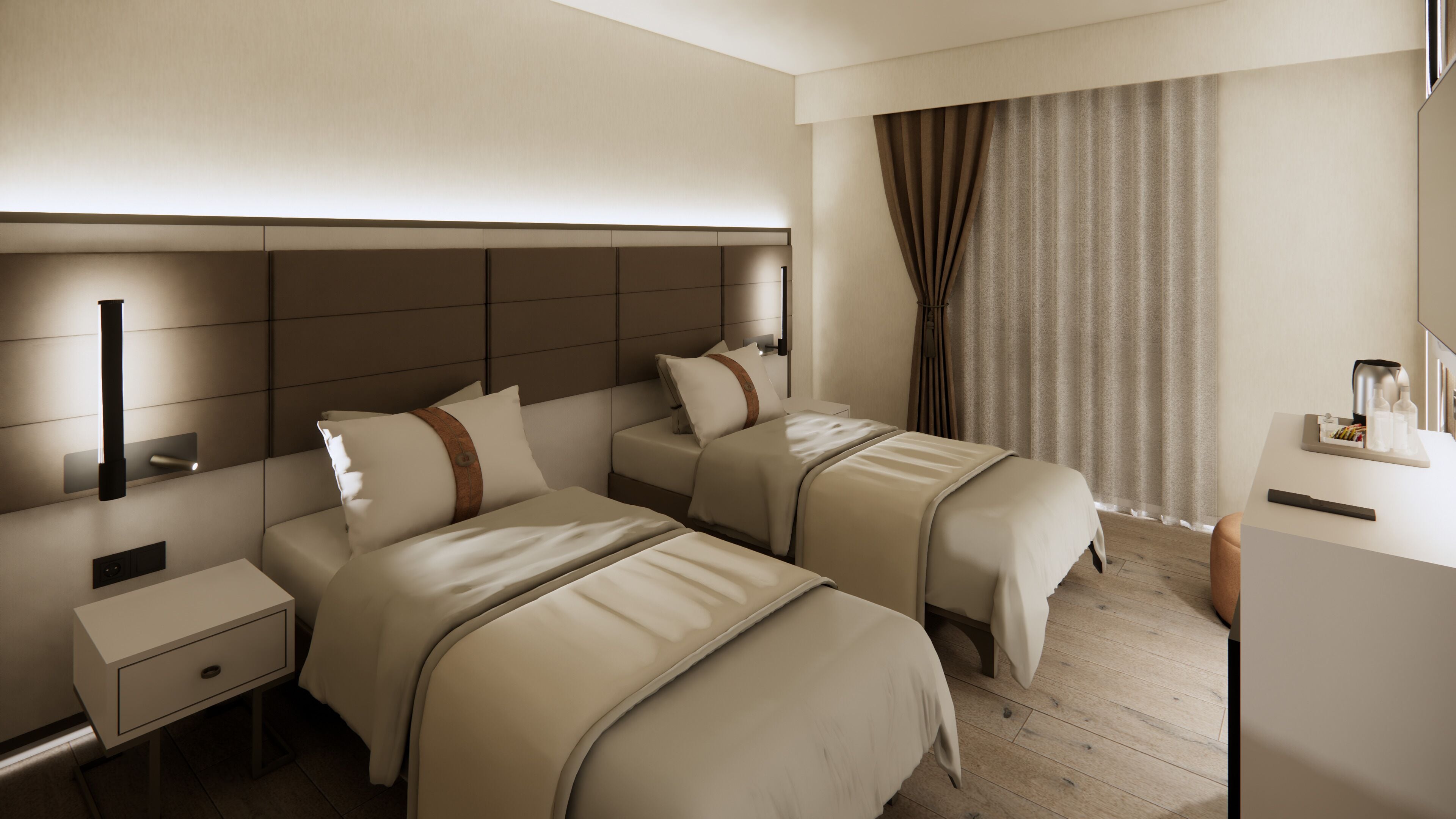 Ropa de cama de alta calidad y minibar 