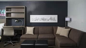 Premium bedding, desk, blackout drapes, iron/ironing board