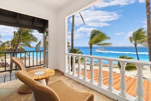 Deluxe Room, 1 King Bed with Sofa bed (Beachfront One Bedroom Suite) | Balcony view - Harbour Village Beach Club Bonaire (Kralendijk)