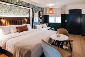 Pillowtop beds, desk, laptop workspace, blackout drapes