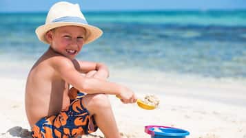 Children can play and build sandcastles on the beach.