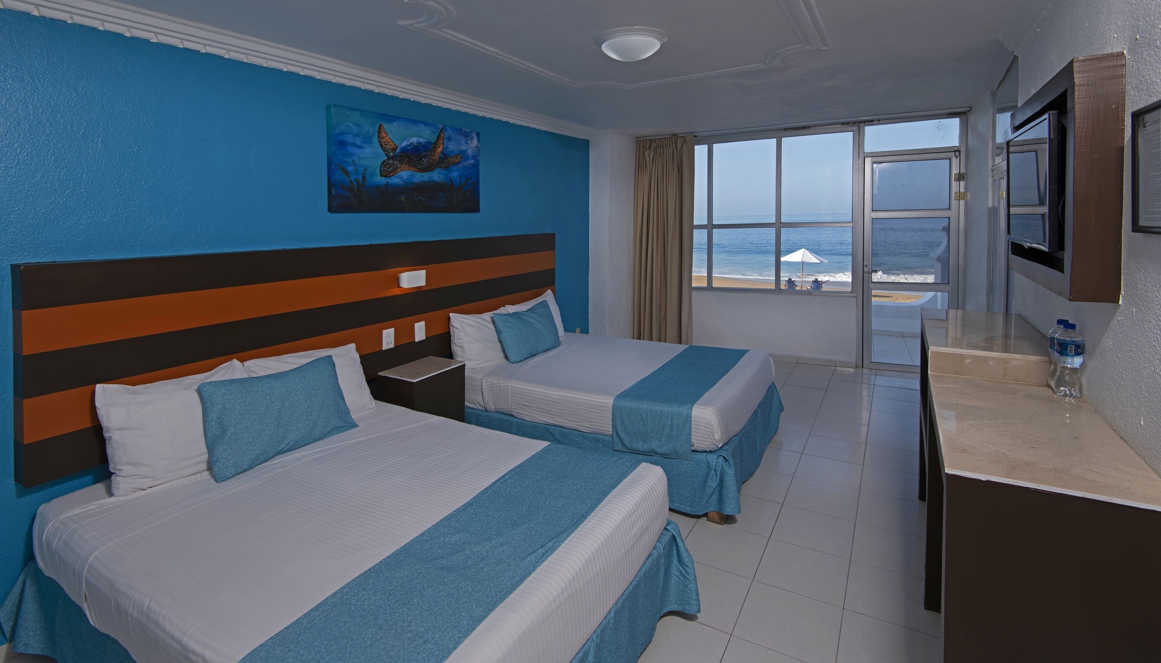 Economy Double Room, 2 Double Beds | Down comforters, bed sheets, wheelchair access