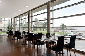 Lunch, dinner served; international cuisine, sea views