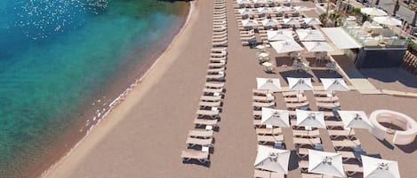 Private beach, beach cabanas, sun loungers, beach umbrellas