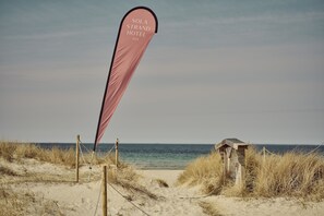 On the beach, white sand