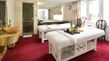 Sauna, steam room, body treatments, body wraps, facials