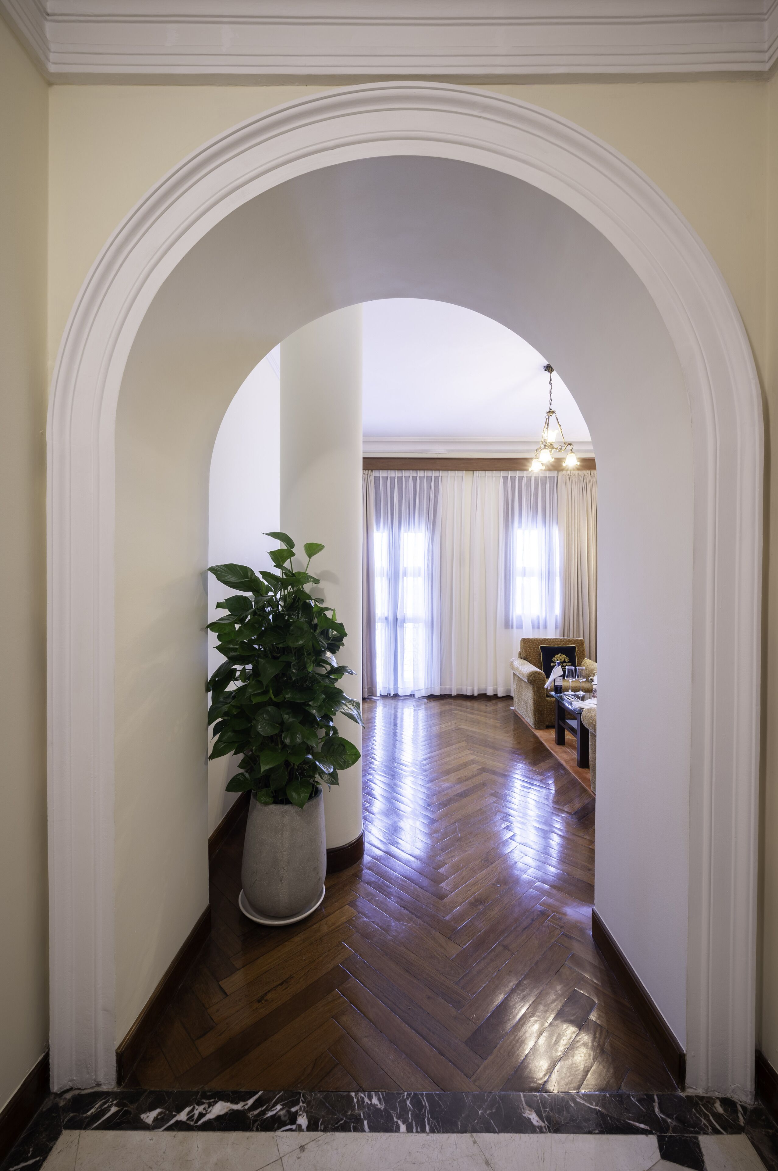 century majestic suite | living area | 42-inch tv with satellite channels