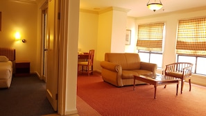 Three Bedroom Apartment | Living area | 21-inch TV with satellite channels