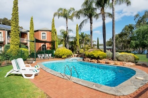 Outdoor pool, pool loungers