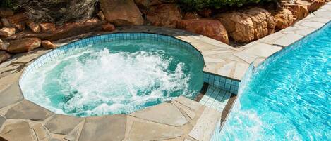 Outdoor pool, open 7:00 AM to 9:00 PM, sun loungers