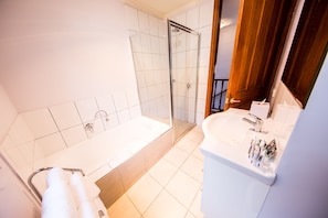 Eco-friendly toiletries, hair dryer, towels