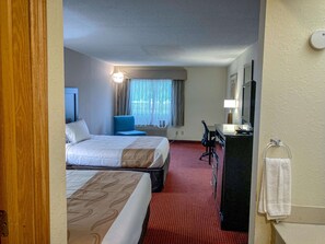 Deluxe Room, 2 Queen Beds, Non Smoking, Refrigerator & Microwave | Desk, laptop workspace, blackout drapes, free WiFi