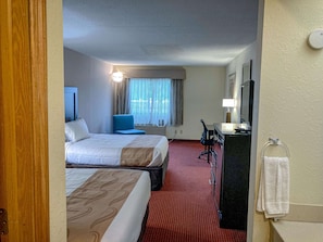 Deluxe Room, 2 Queen Beds, Non Smoking, Refrigerator & Microwave | Desk, laptop workspace, blackout curtains, free WiFi