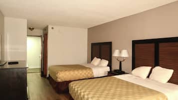 Desk, laptop workspace, blackout drapes, free WiFi