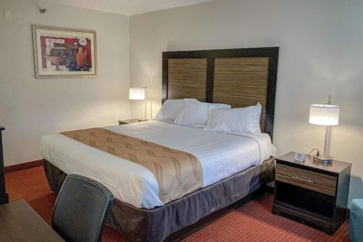 Desk, laptop workspace, blackout drapes, WiFi (free)