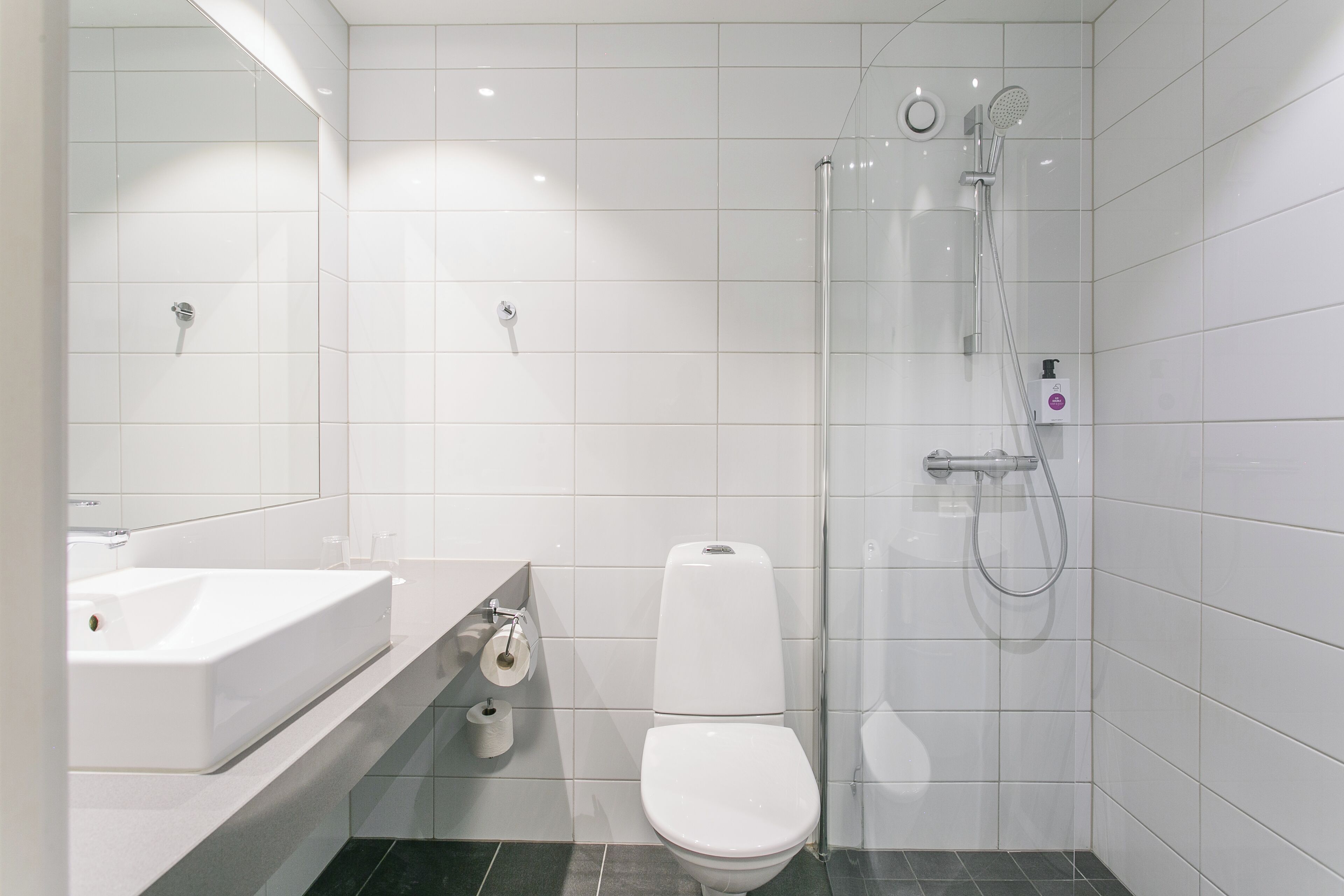 shower, designer toiletries, hair dryer, heated floors