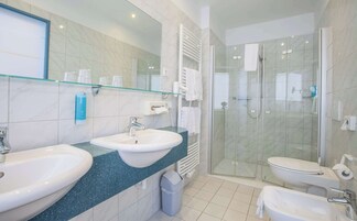 Free toiletries, hair dryer, towels