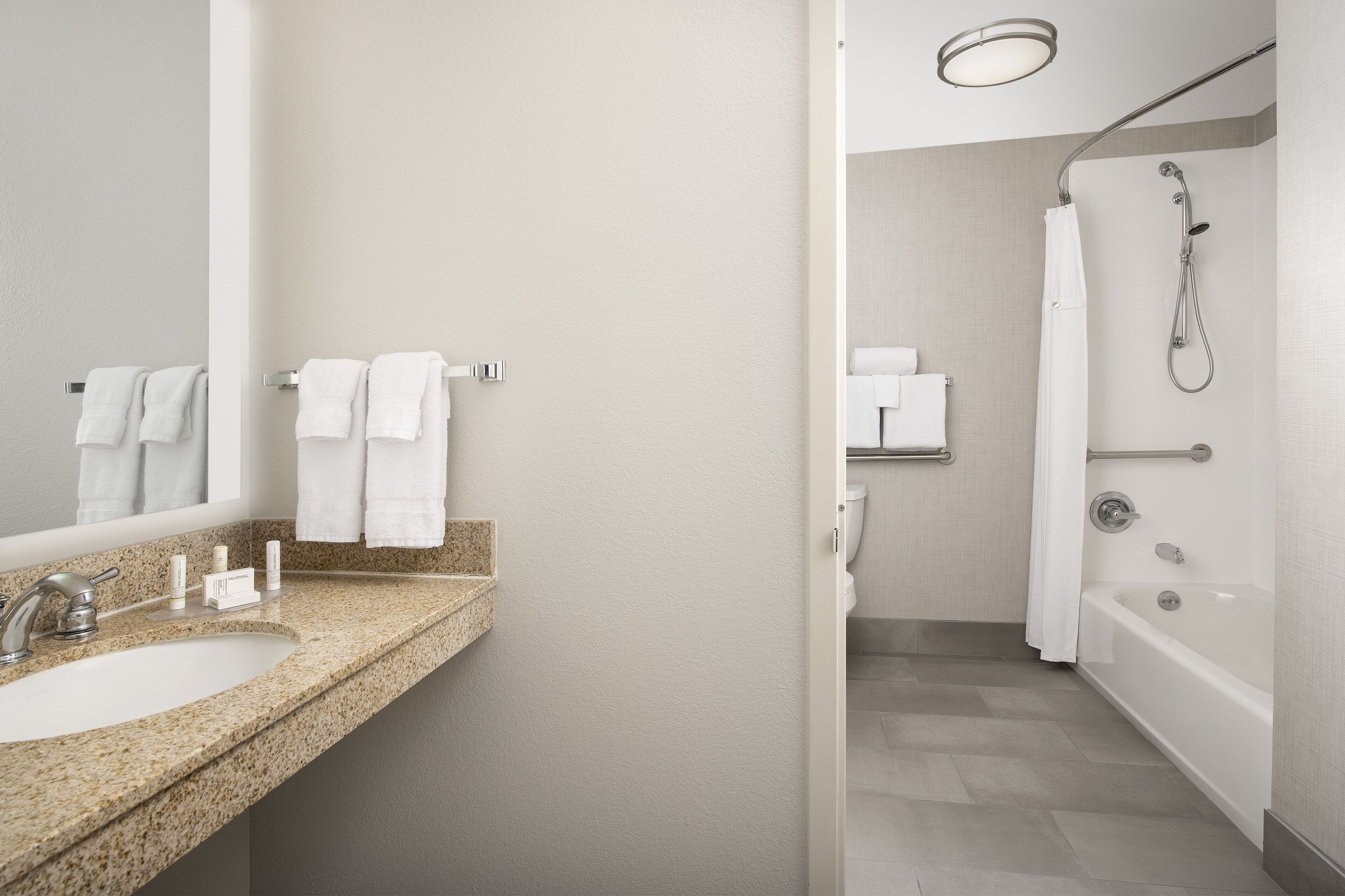 free toiletries, hair dryer, towels