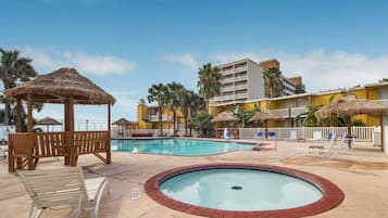 Outdoor pool, sun loungers
