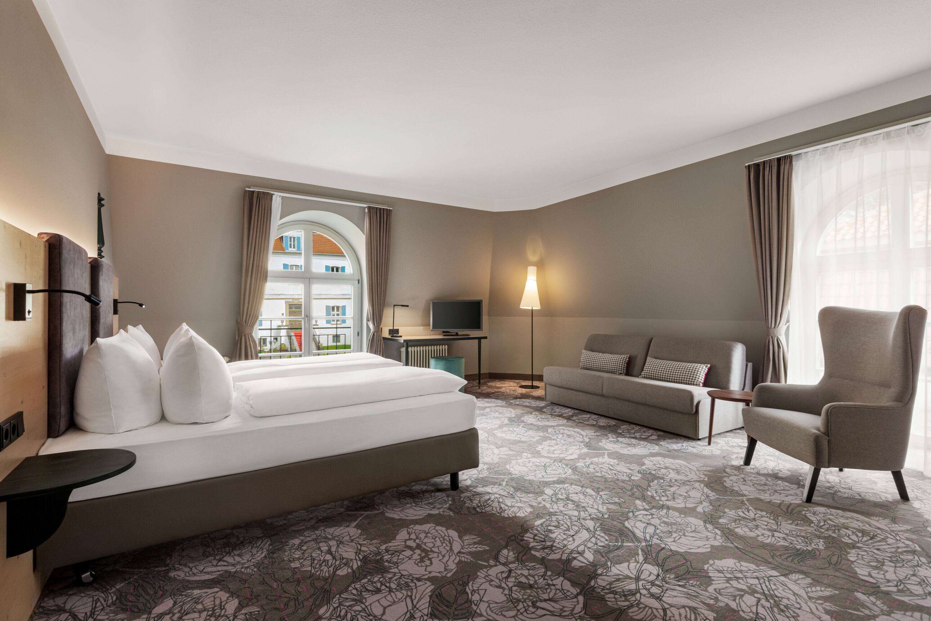 comfort room (plus) | premium bedding, desk, blackout curtains, iron/ironing board