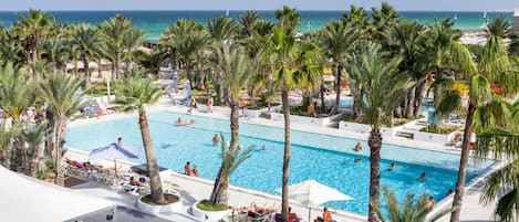 Indoor pool, outdoor pool, free cabanas, pool umbrellas