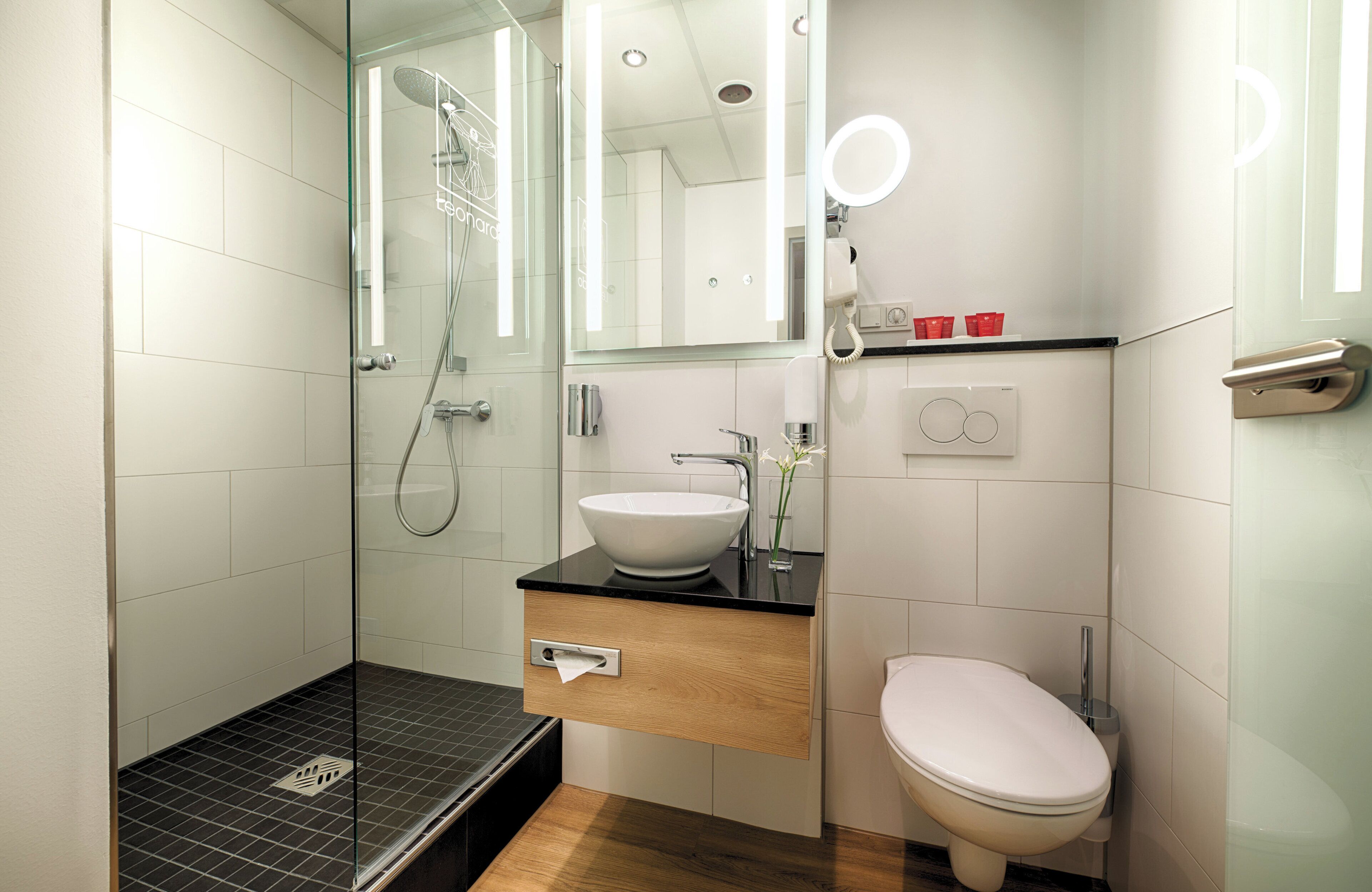 free toiletries, hair dryer, towels