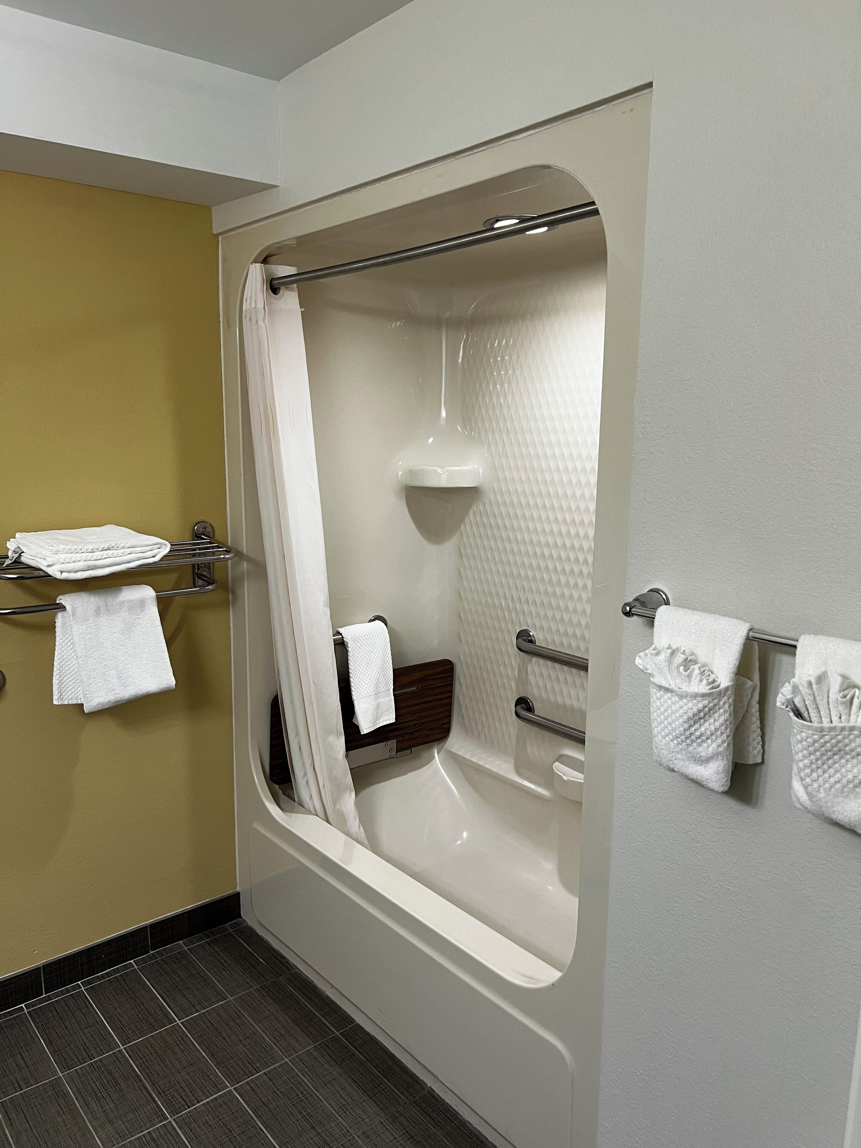 free toiletries, hair dryer, towels