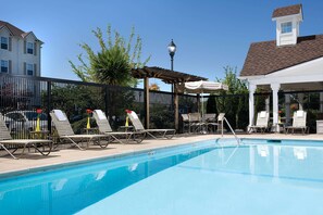 Outdoor pool, sun loungers
