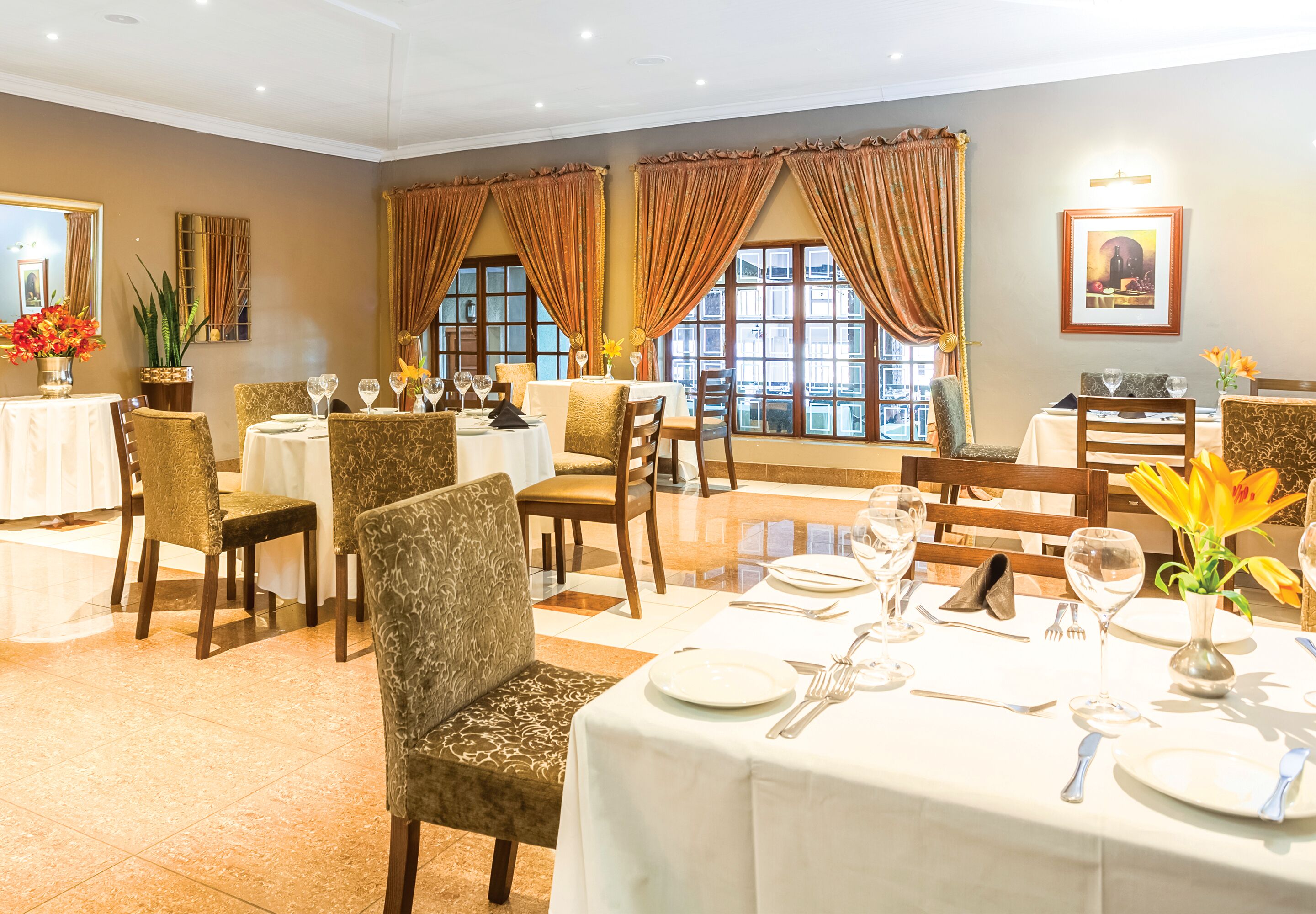 breakfast, lunch, dinner served; african cuisine, garden views