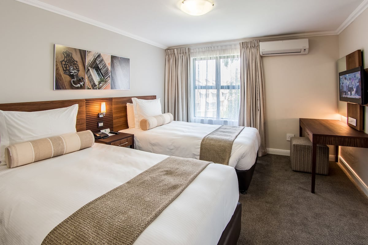 In-room safe, desk, laptop workspace, blackout curtains
