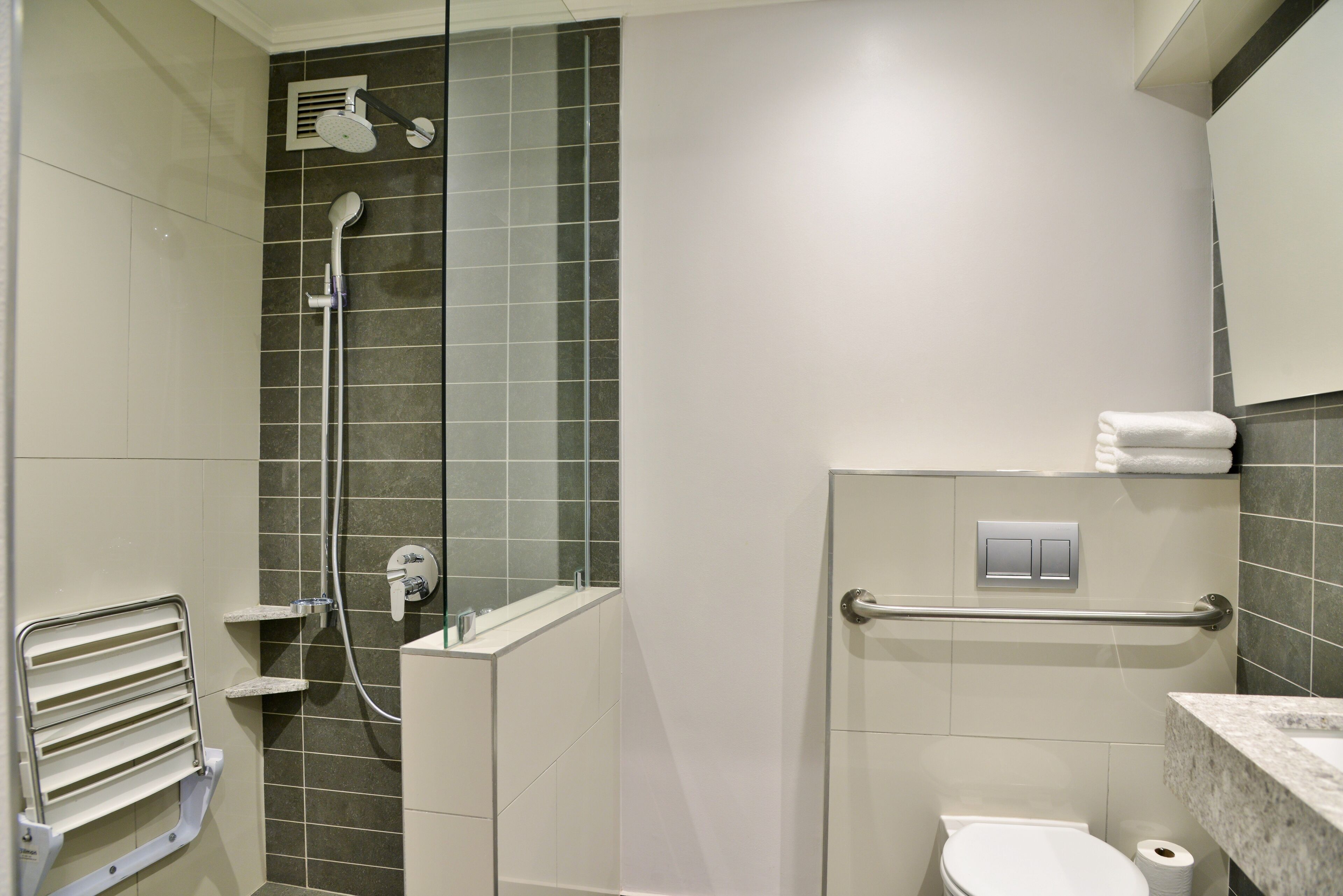 double room, accessible, non smoking | bathroom | shower, free toiletries, towels