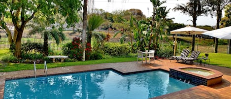 Outdoor pool, pool loungers