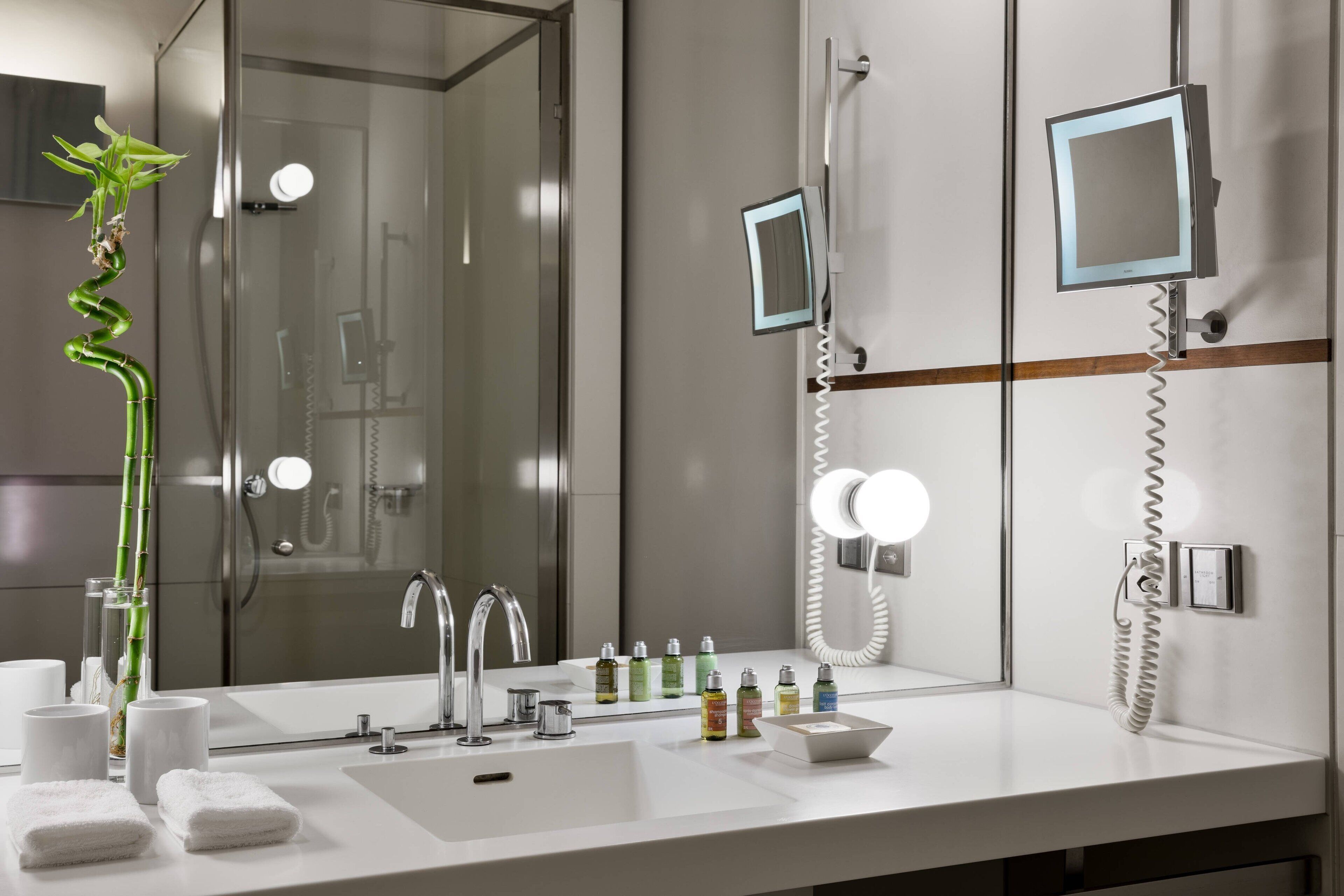 free toiletries, hair dryer, bathrobes, slippers