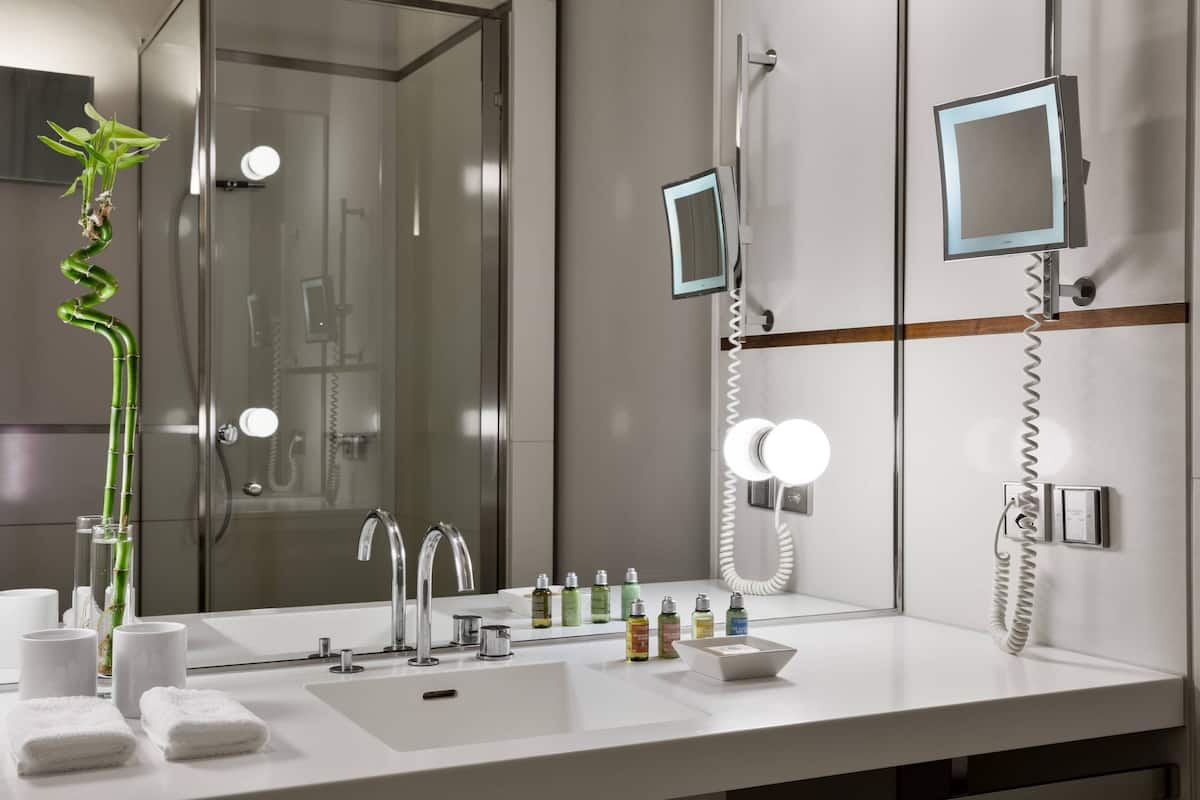 free toiletries, hair dryer, bathrobes, slippers