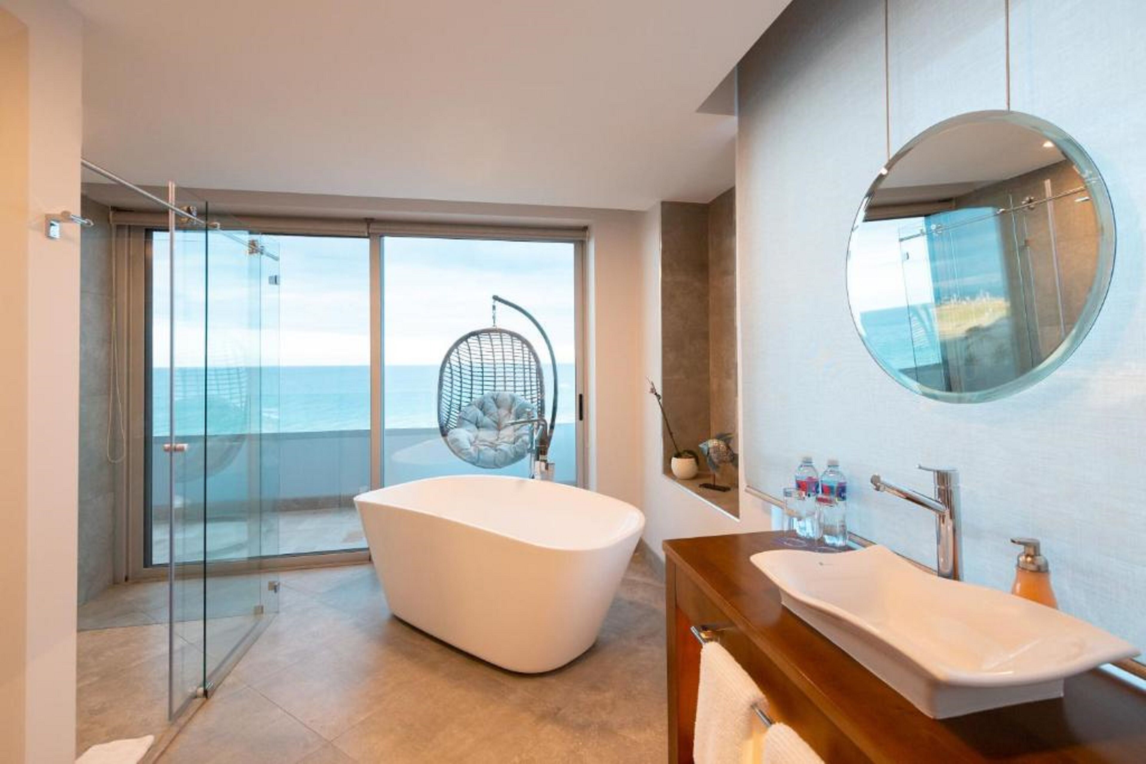 suite (imperial) | bathroom | shower, rainfall showerhead, hair dryer, towels