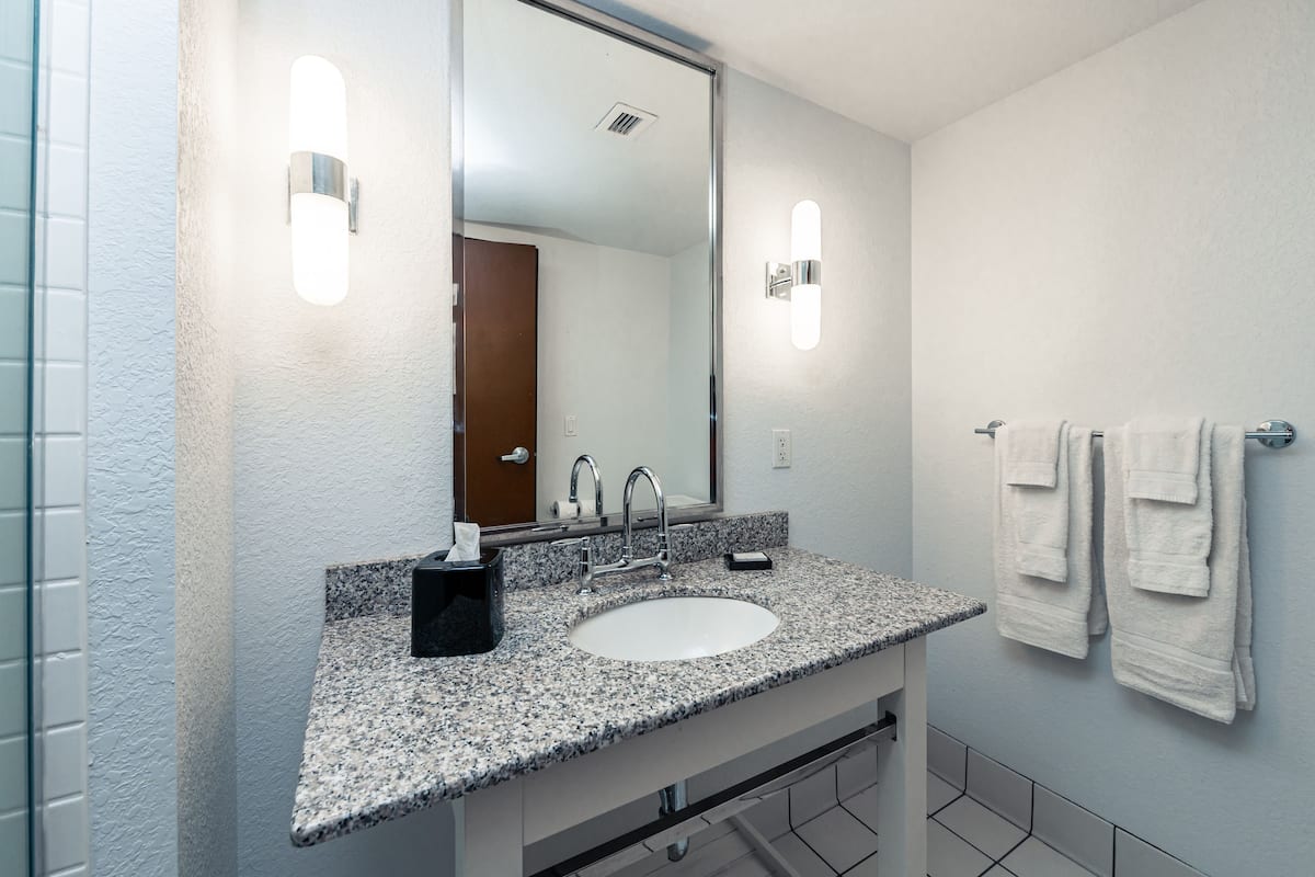 deluxe room, 1 king bed, balcony, park view (premium king, balcony) | bathroom | shower, hair dryer, towels, soap