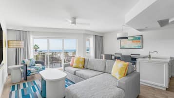 Een 32-inch flatscreentelevisie met kabelzenders en een televisie