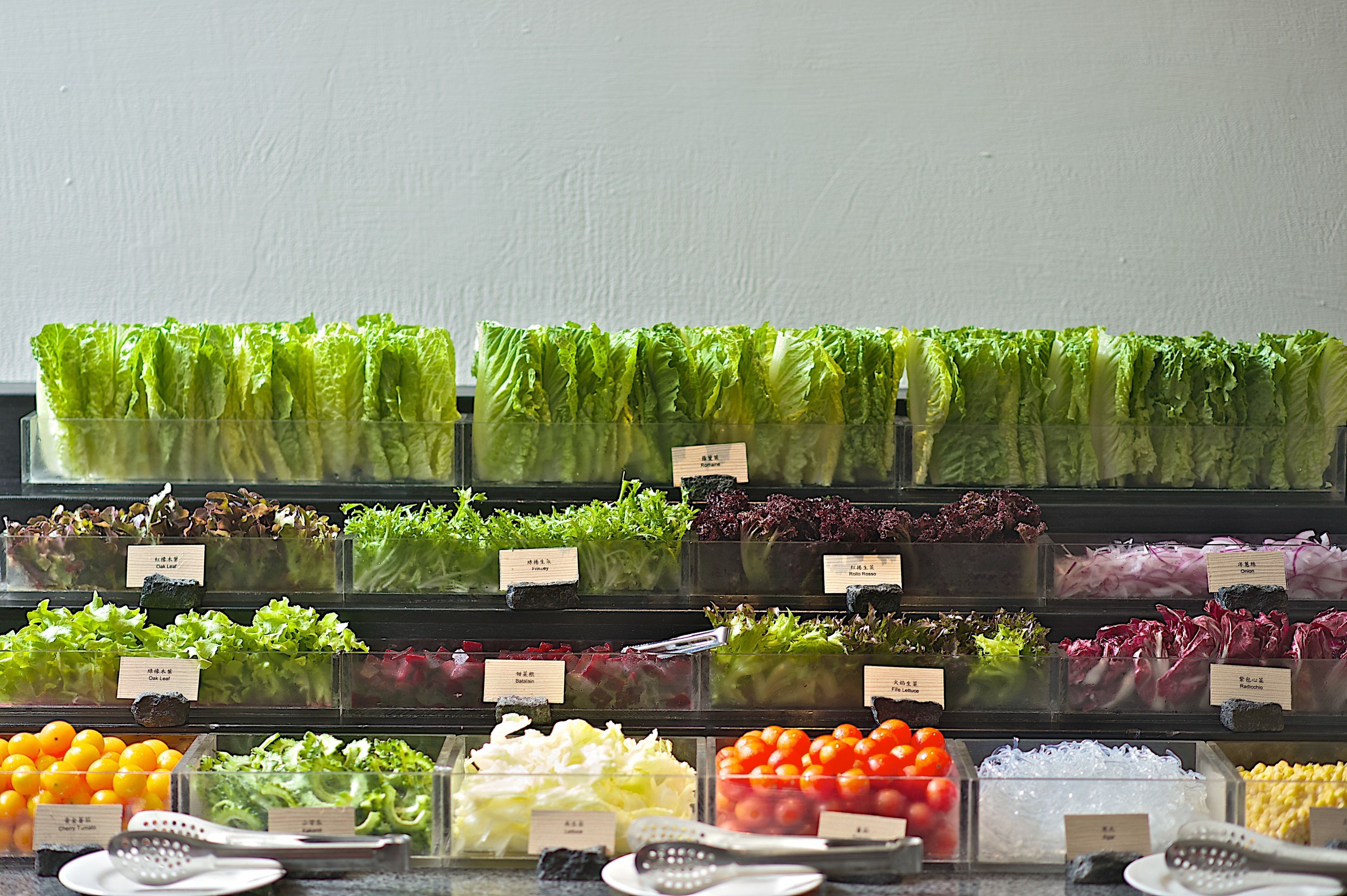 Variedad de verduras y frutas frescas exhibidas en un supermercado.