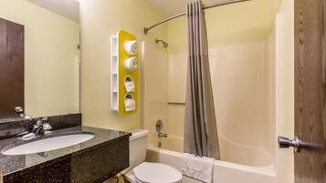 Towels, soap, shampoo, toilet paper