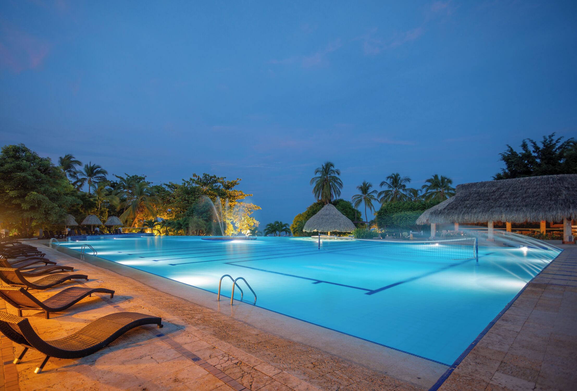 2 outdoor pools, open 9 am to 9:00 pm, pool umbrellas, pool loungers