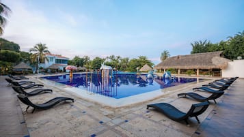 2 outdoor pools, open 9 AM to 9:00 PM, pool umbrellas, sun loungers