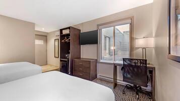 Standard Room, 2 Double Beds, Non Smoking | In-room safe, desk, laptop workspace, blackout drapes