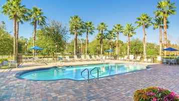 Outdoor pool, open 7 AM to 8:30 PM, pool loungers