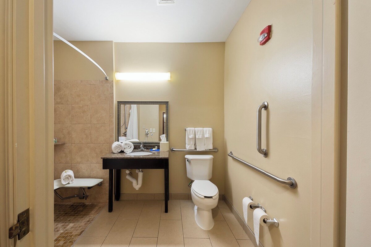 Standard Room, 1 King Bed, Accessible (Roll-In Shower) | Premium bedding, in-room safe, desk, iron/ironing board
