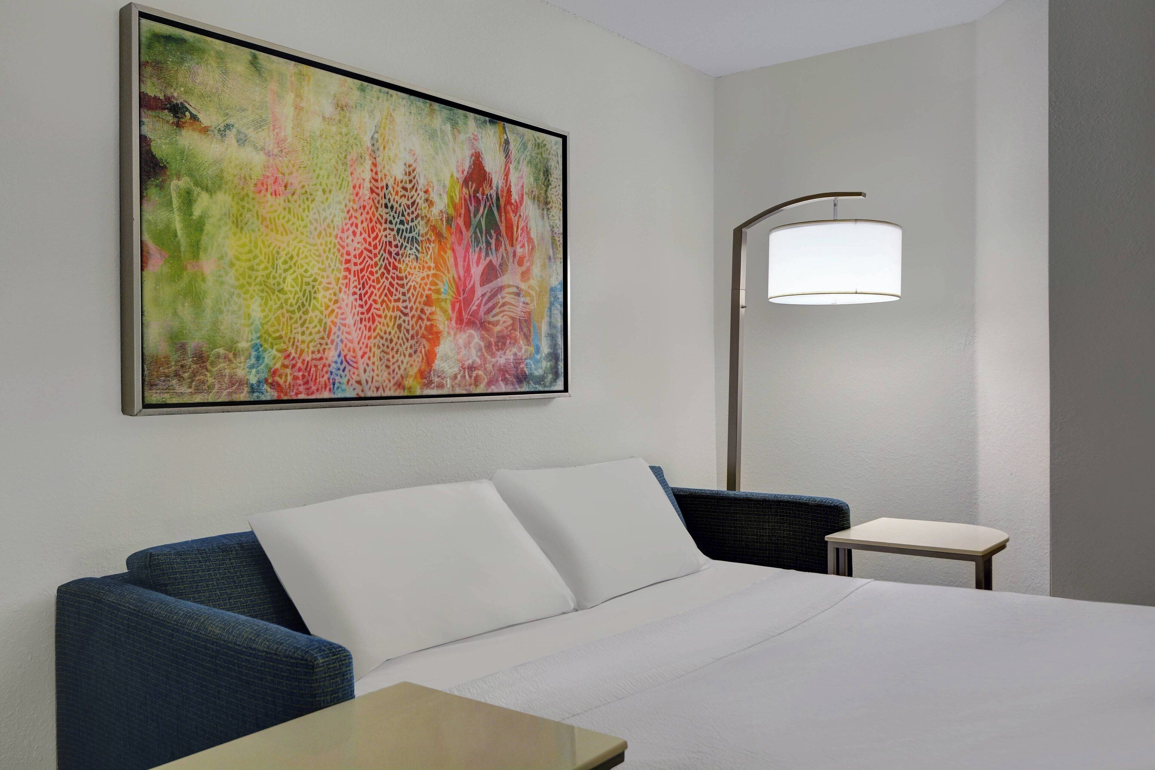 premium bedding, pillow-top beds, desk, iron/ironing board