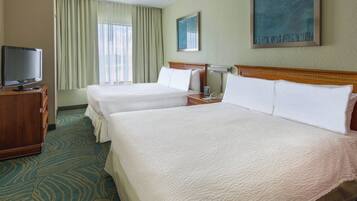 Premium bedding, desk, iron/ironing board, free cots/infant beds